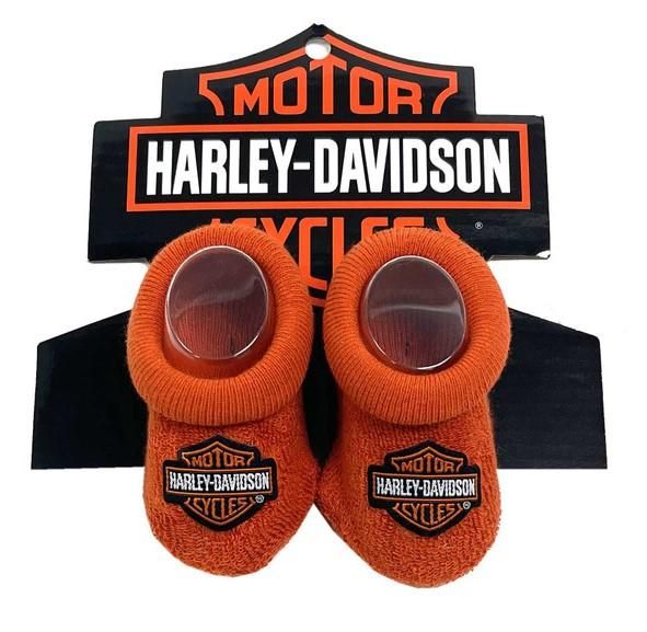 Harley-Davidson Baby Boys Bar and Shield Patch Newborn Booties Socks - Orange 889114191206