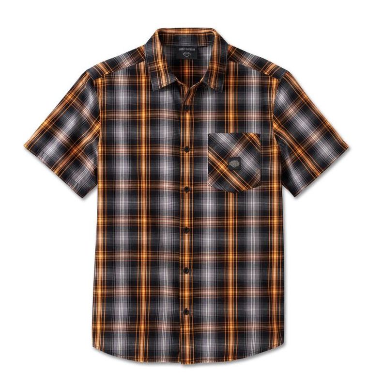 Harley-Davidson Short Sleeve Shirt - Plaid - Harley Black &amp; Quiet Shade 96046-25VM