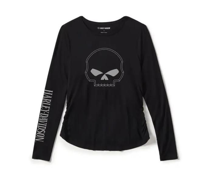 Harley-Davidson Womens Wille G  Skull Long Sleeve Raglan Top 96433-25VW