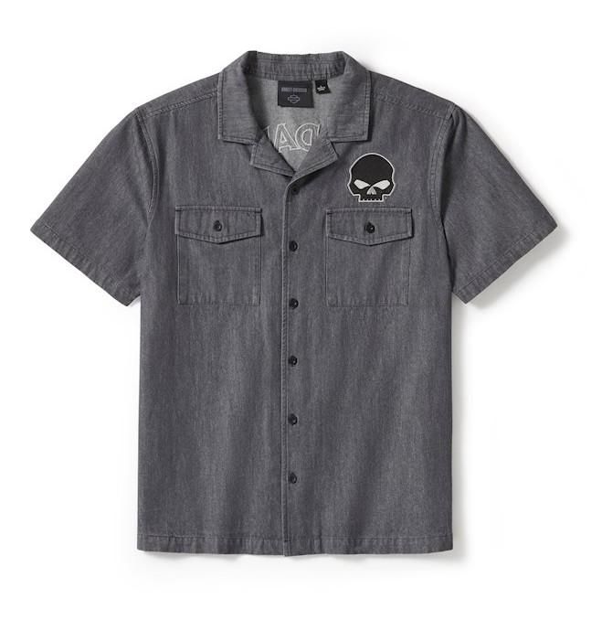 Harley-Davidson Mens Willie G. Skull Denim Shirt 96383-25VM