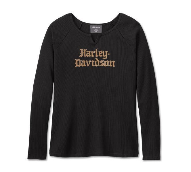 Women&#39;s Harley-Davidson Old English Thermal Top - Harley Black 96177-25VW