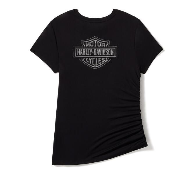 Women&#39;s Essential Bling Ruched Short Sleeve Top - Harley Black 96444-25VW