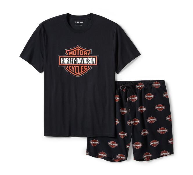 Men's Bar &amp; Shield Print Pajama Shorts Set  96473-25VM