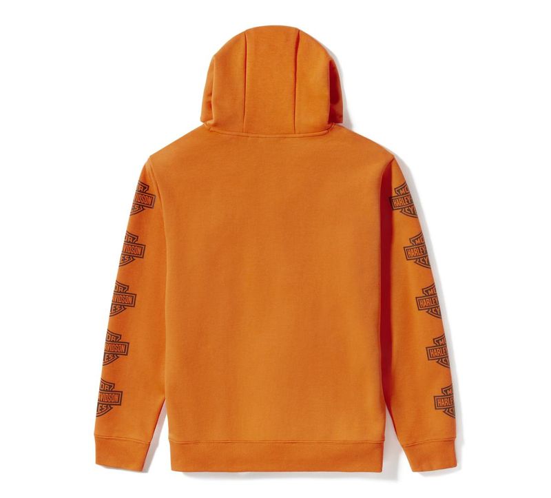 Harley-Davodson Men&#39;s Essential Bar &amp; Shield Pullover Hoodie Orange 96713-25VM