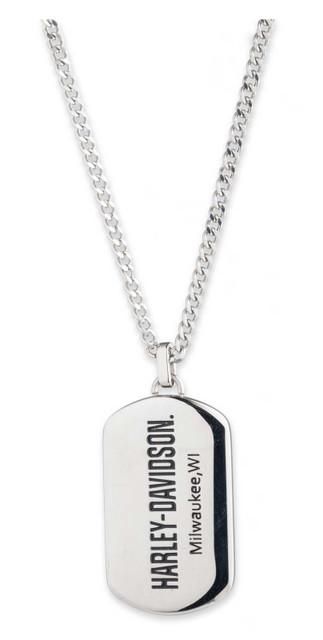 Harley-Davidson Men's 26" Dog Tag Pendant Necklace Stainless Steel 34N00218