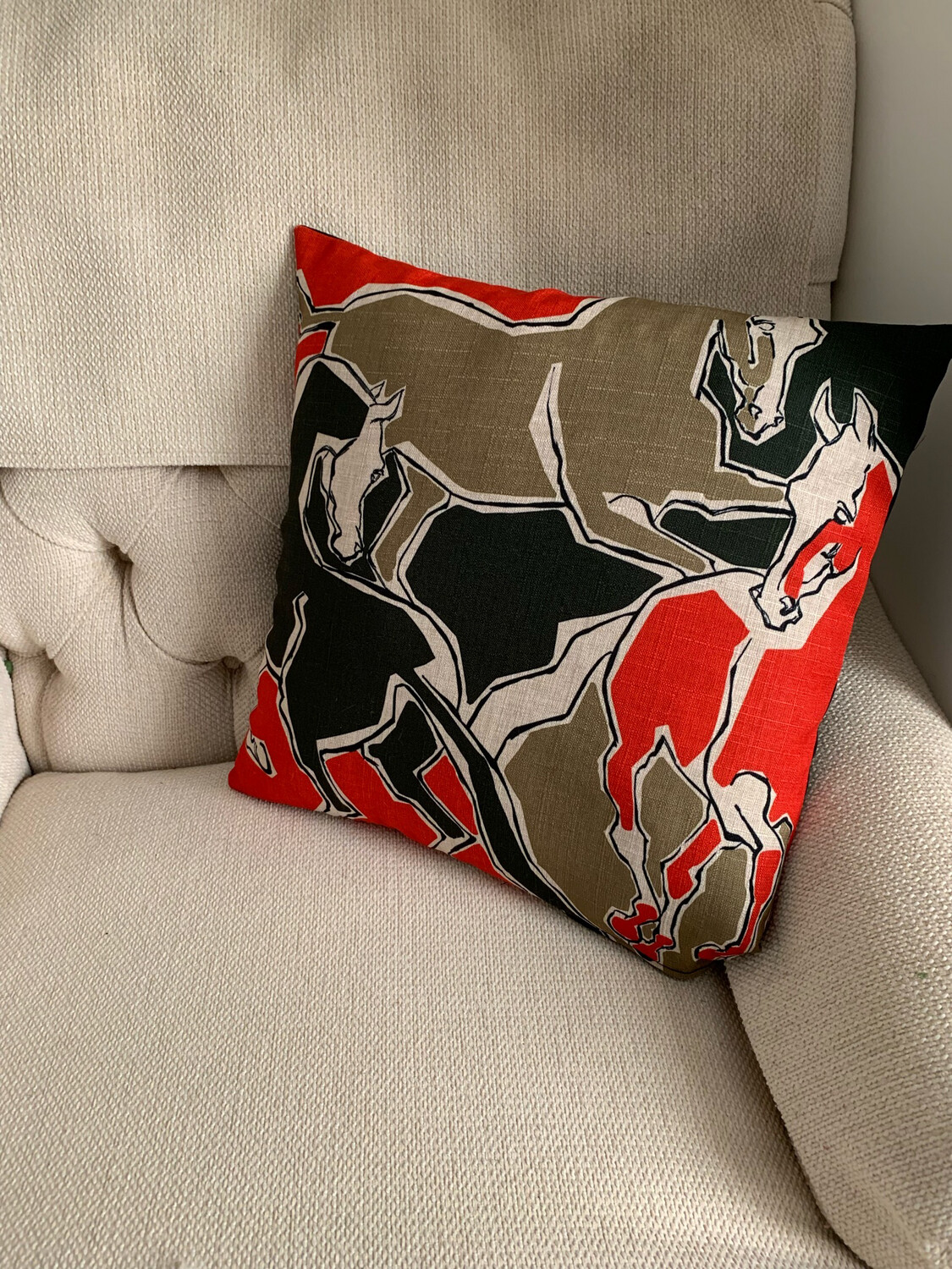 Scatter Cushion Cover Horse Group Red