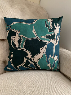 Scatter Cushion Cover Horse Group Teal