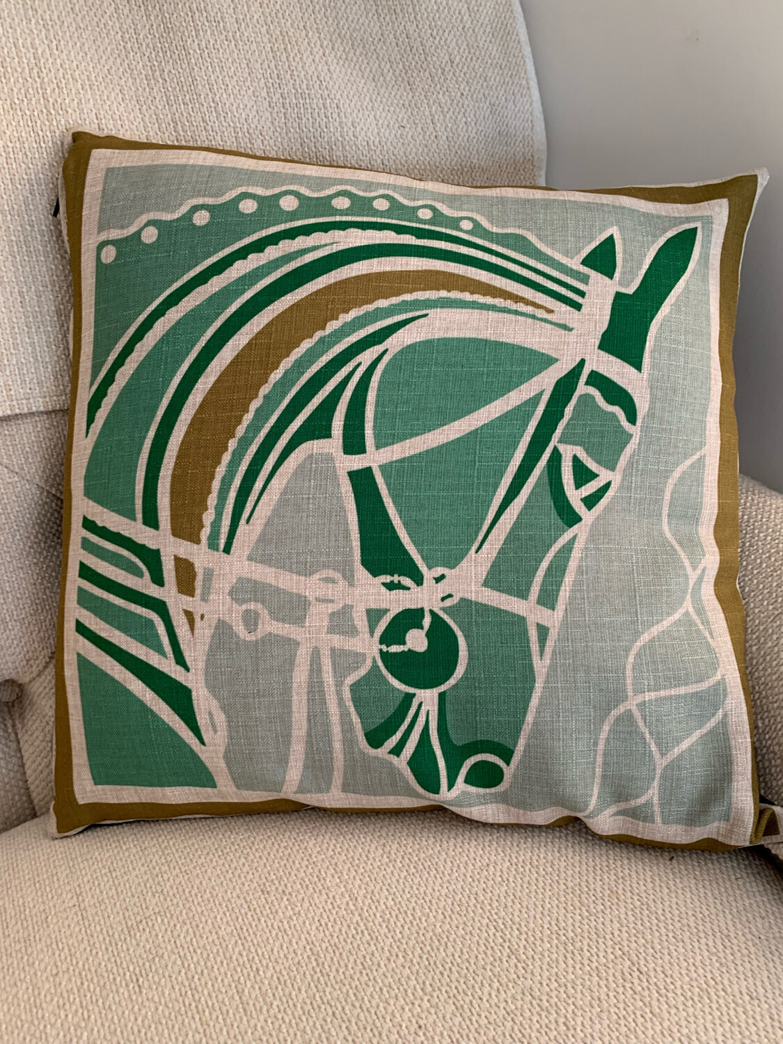 Scatter Cushion Cover Horse Head Green