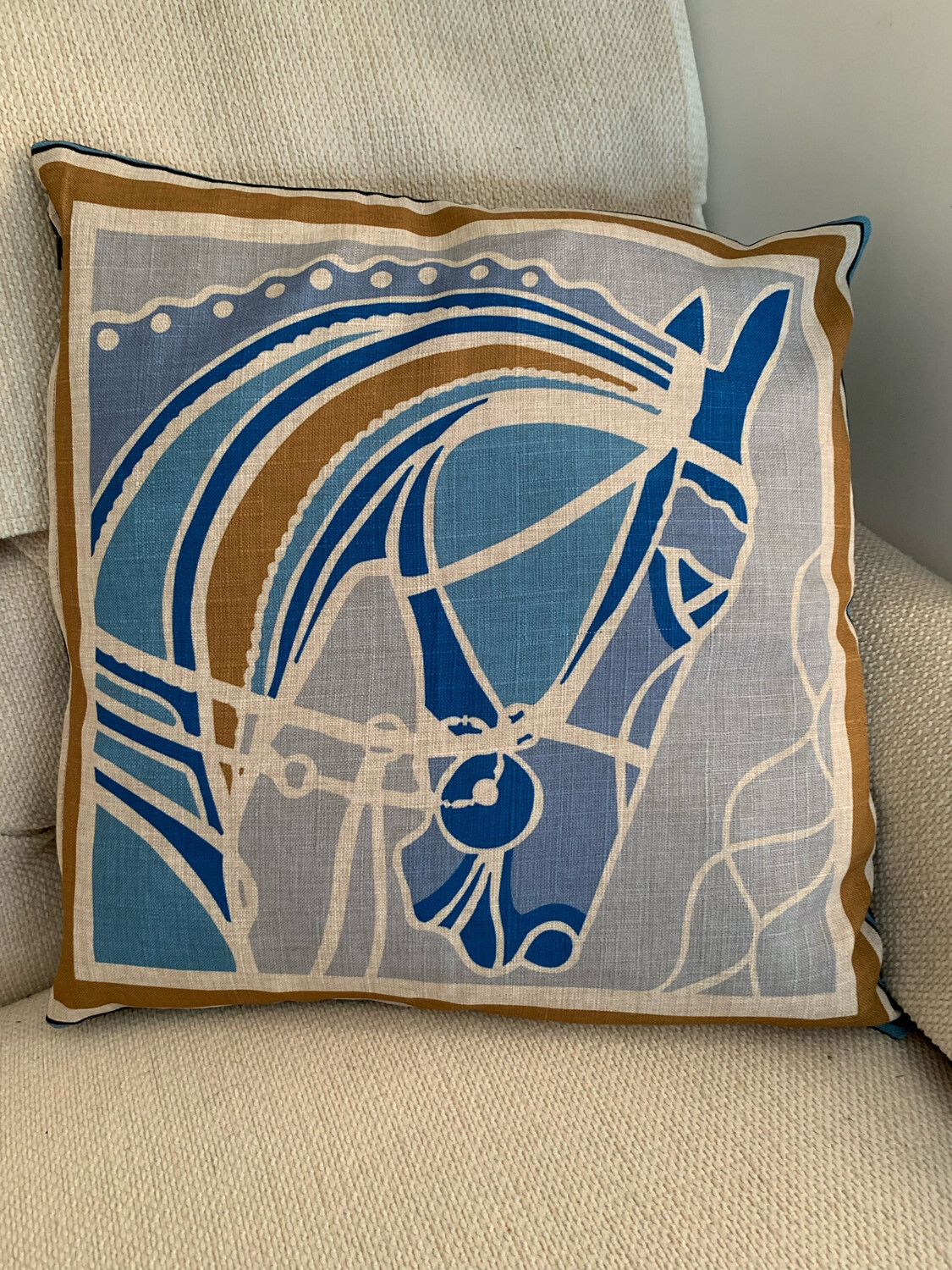 Scatter Cushion Cover Horse Head Blue