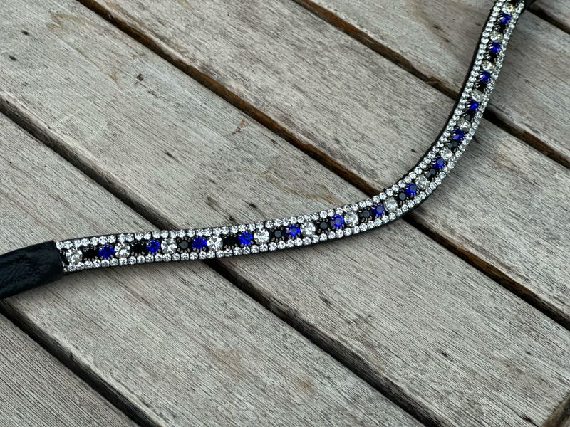 Browband Black/White/Blue 3-row Style 21