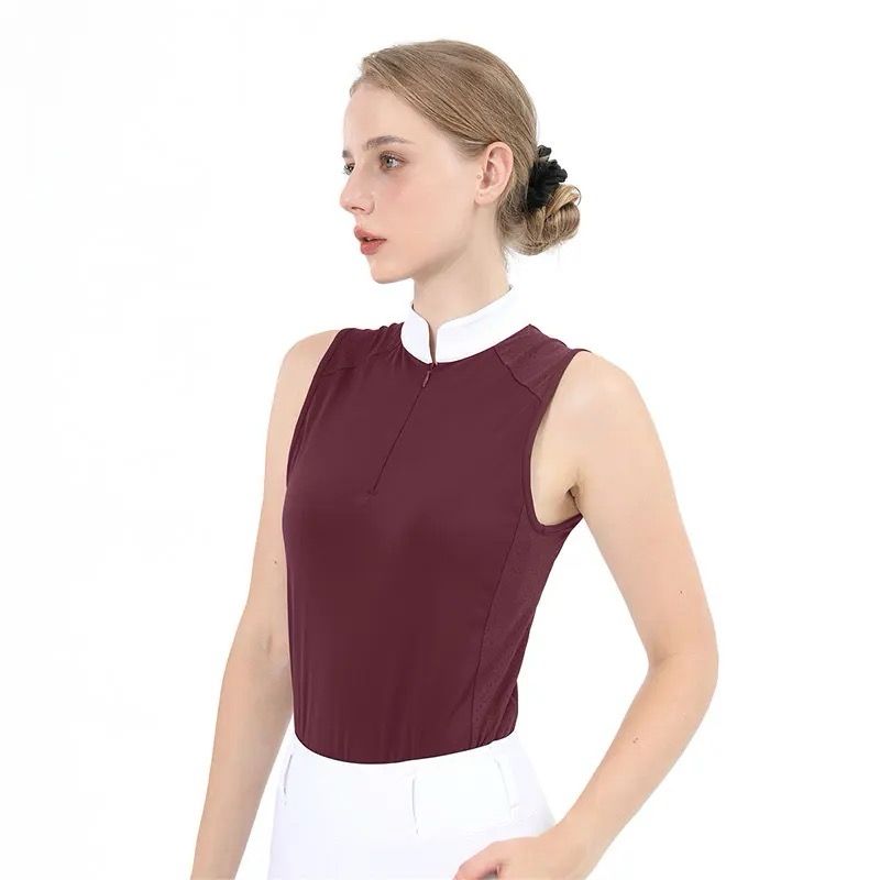 Competition Shirt Mesh Sleeveless Maroon