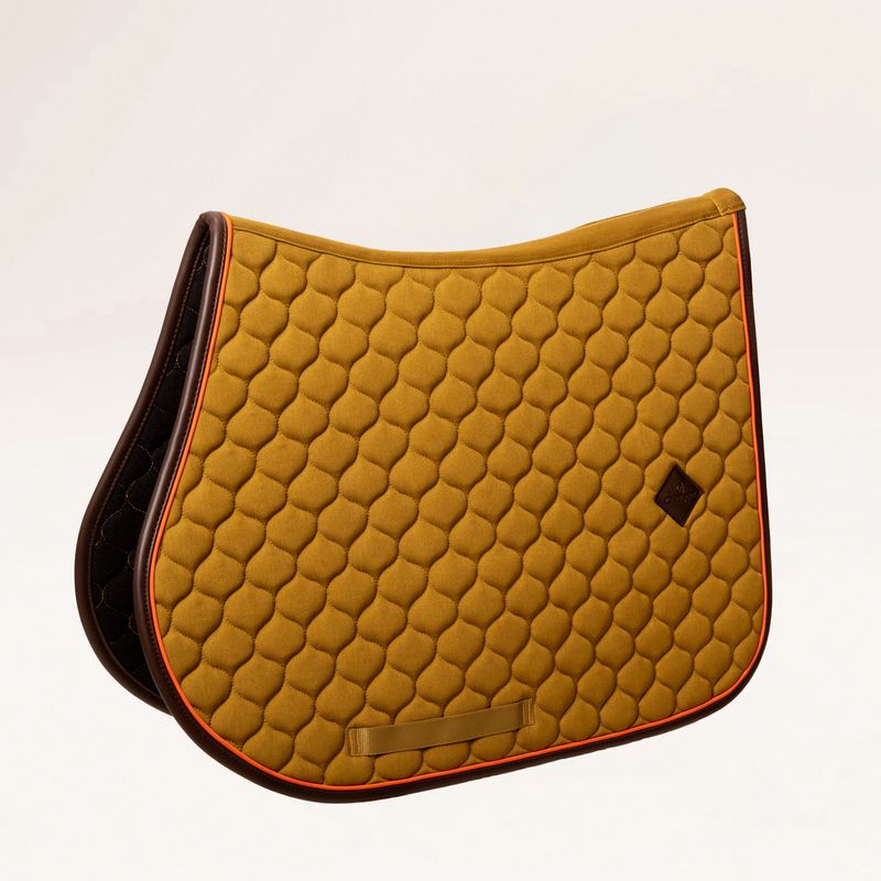 Kentucky Saddle Pad Jump Onion Quilt Neon Leather Mustard