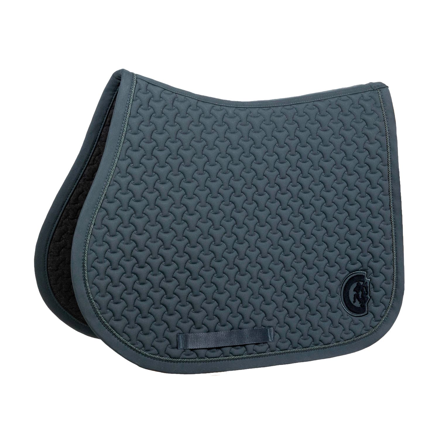Kentucky Saddle Pad Jump Plaited 3d Logo Pine Green Set incl. Ear Veils (Full Size)