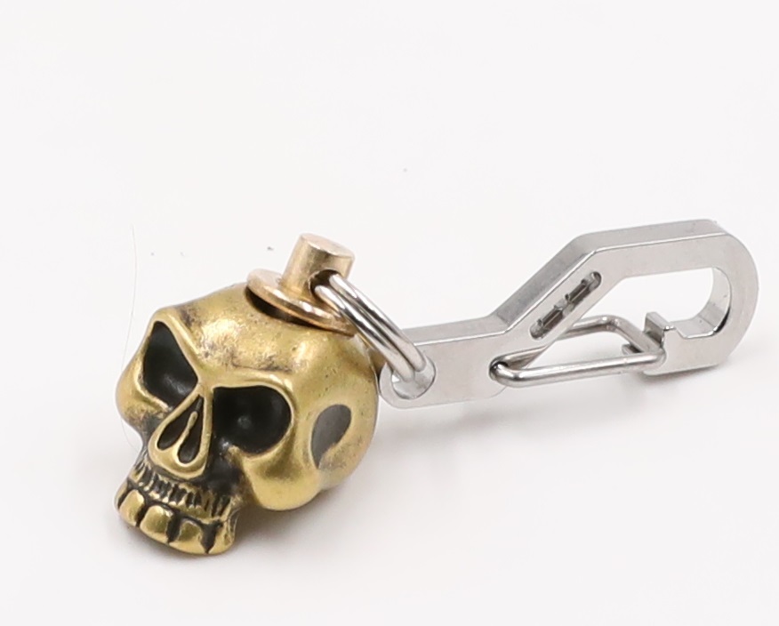 EDC Bead Rotating Bead Pendant S.S. Big Brass Skull Lanyard Bead Paracord