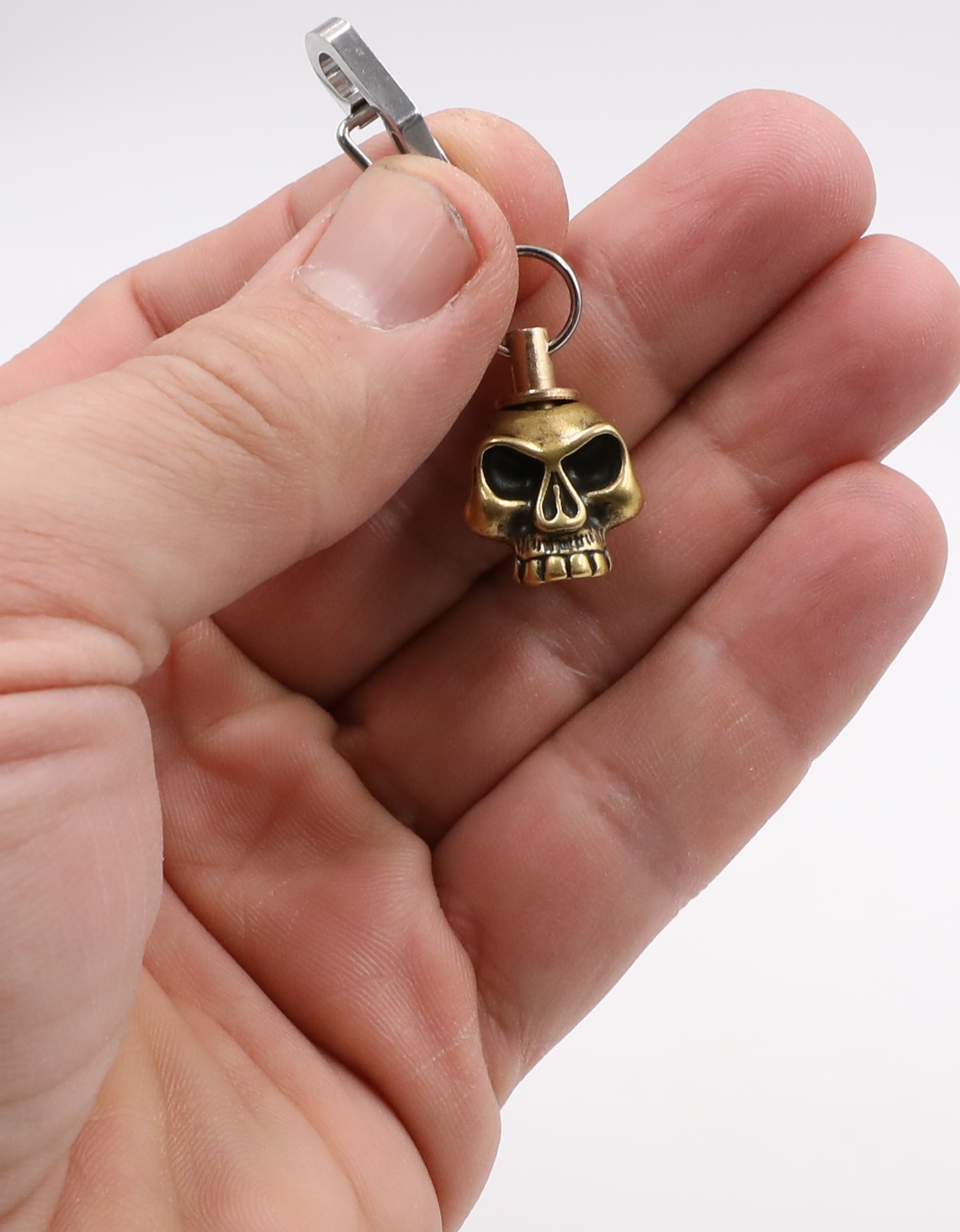 EDC Bead Rotating Bead Pendant S.S. Big Brass Skull Lanyard Bead Paracord