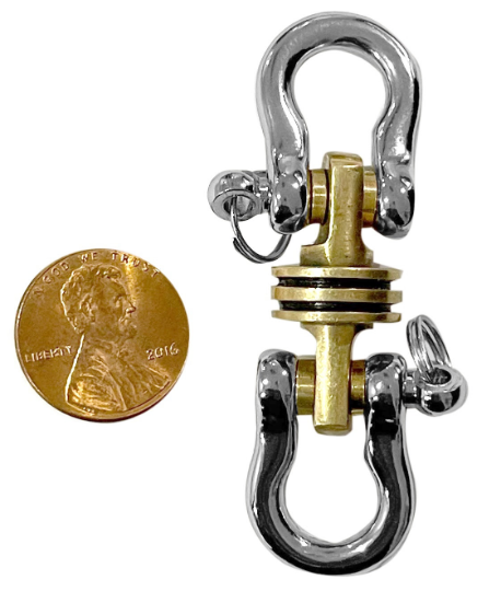 KYLINK Omega Double Shackle EDC Carabiner Keychain Key Ring with Brass Skull 00008
