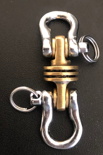 KYLINK Omega Double Shackle EDC Carabiner Keychain Key Ring with Brass Skull