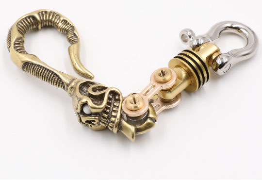 KYLINK EDC One of the kind keychain Skull  Brass Carabiner