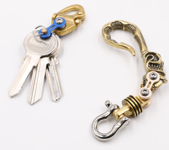 KYLINK EDC One of the kind keychain Skull  Brass Carabiner