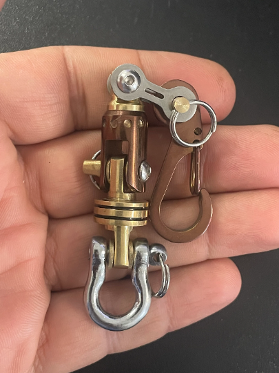KYLINK Carabiner Split Car Key Ring, EDC Keychain PVD copper Ti/Bike-Link Connector Key Bob