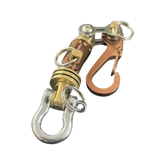 KYLINK Carabiner Split Car Key Ring, EDC Keychain PVD copper Ti/Bike-Link Connector Key Bob 00022