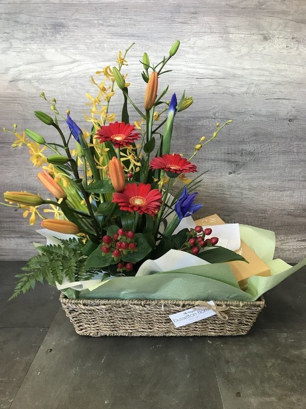 Basket of Flowers with Chocolates