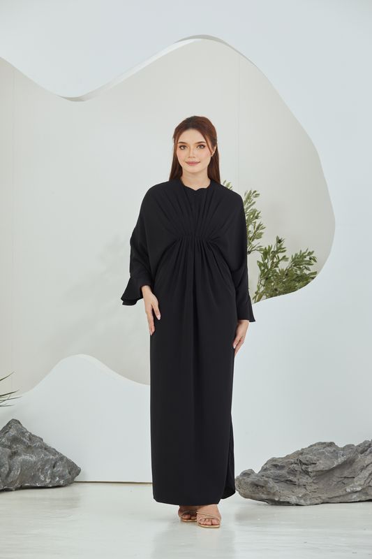 QAYRA CAFTAN -  BLACK, SIZE: SMALL, EMBELLISHMENTS: NO EMBELLISHMENT