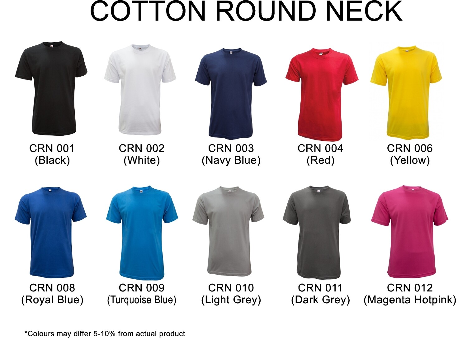 CRN Cotton Round Neck ( Plain Tee Only )