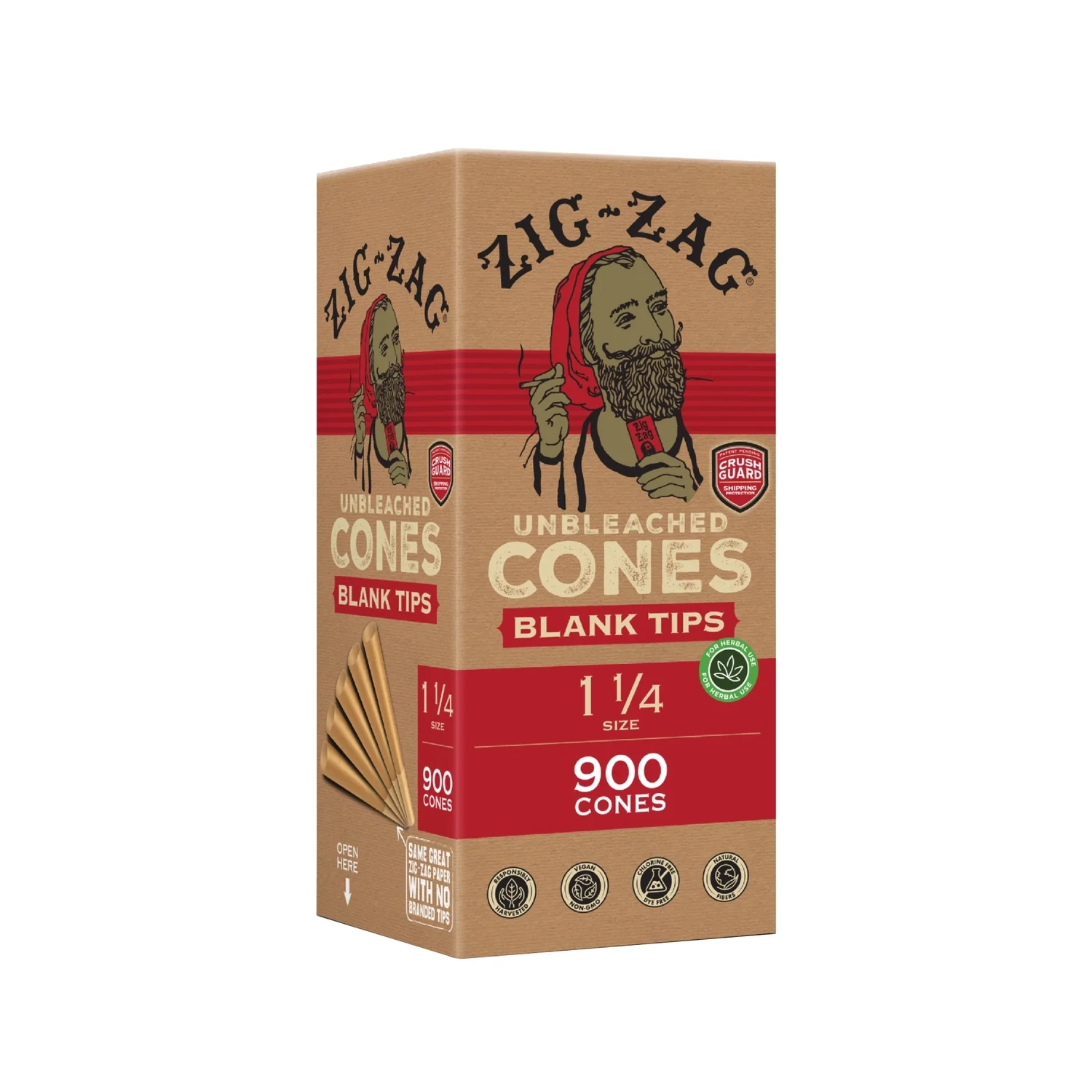 Zig Zag Blank Tip 84mm Cones (White and Brown), Choose Paper Type: Unbleached Brown (Zig-84B)