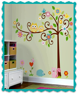 Nursery Owls tree wall decal