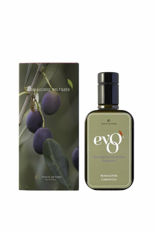 EVOO BIO Monovarietale Carboncella Marche - Bottiglia con scatola 250ml EVOO BIO Monovarietale Carboncella Marche - Bottiglia con scatola 250ml