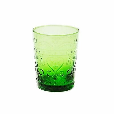 Green Vintage Cut Water Glass