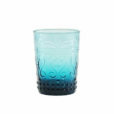 Blue Vintage Cut Water Glass