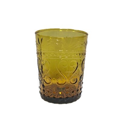 Amber Vintage Cut Water Glass