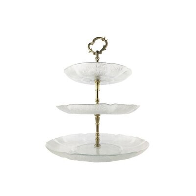 Glass Gold 3 Tier Cake Stand