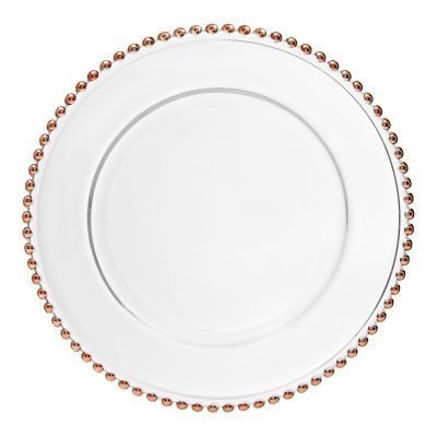 Rose Gold Beaded Glass Charger Plate