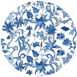 The Blue Floral Print Tablecloth - 96″x144″ Trestle Tablecloth