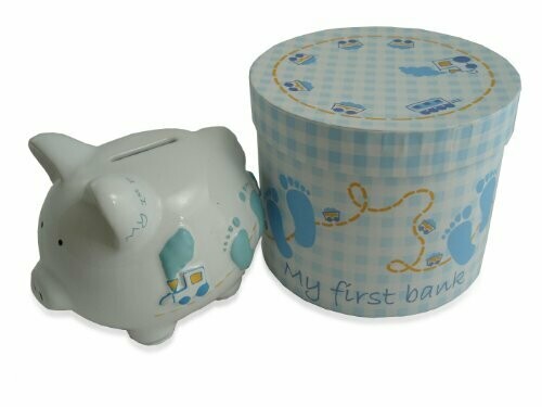 BLUE BABY BOY FIRST PIGGY BANK. BLUE BABY BOY FIRST PIGGY BANK.