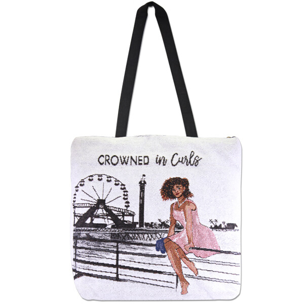 CROWNED IN CURLS TOTE BAG CROWNED IN CURLS TOTE BAG
