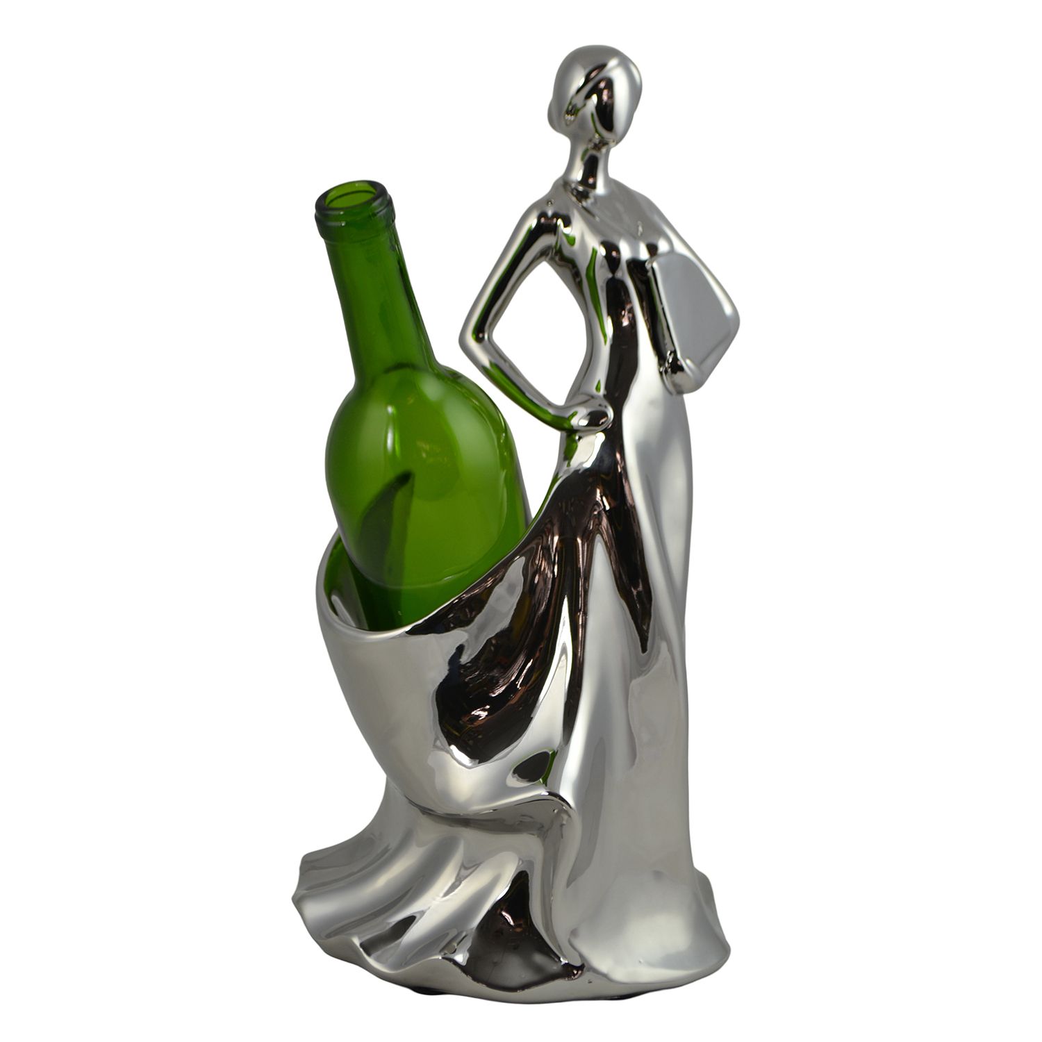 15" SILVER LADY WINE BOTTLE HOLDER 15" SILVER LADY WINE BOTTLE HOLDER