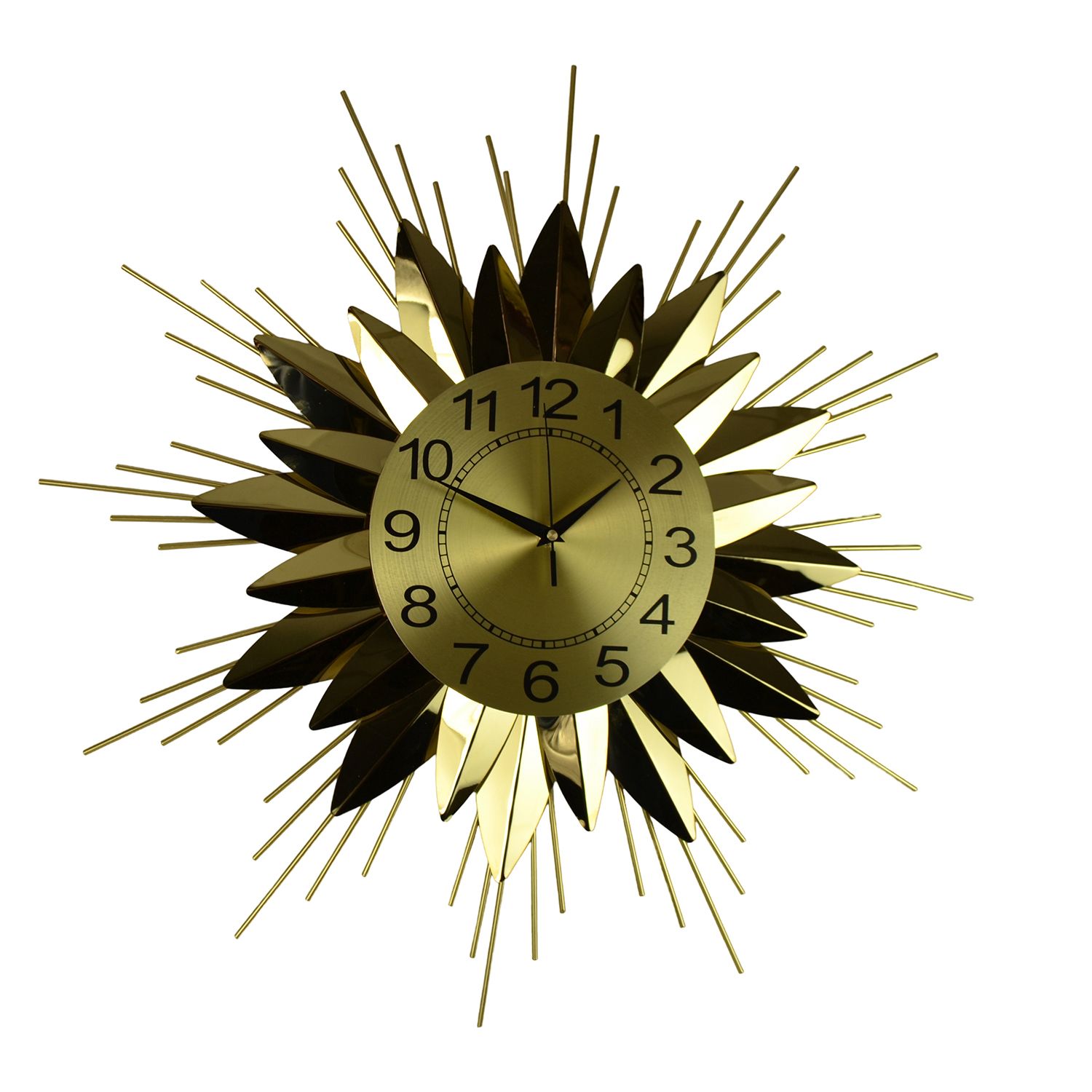ROUND GOLD STARBURST WALL CLOCK