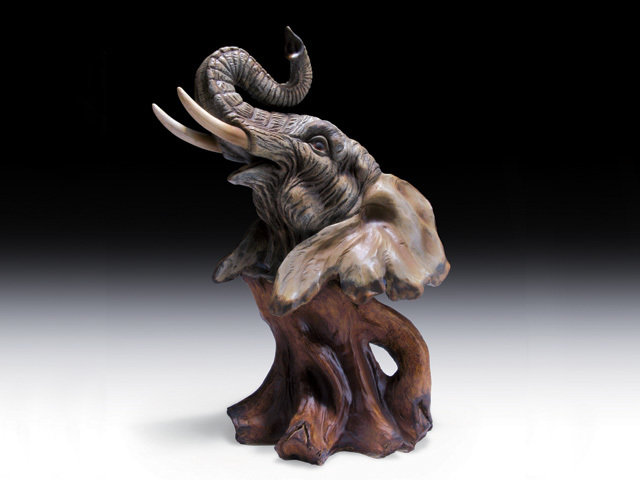 WOODLIKE ELEPHANT BUST