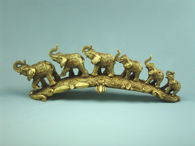 6 GOLDEN ELEPHANTS ON BRIDGE