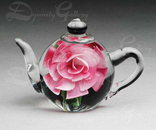 PINK ROSE TEAPOT PAPERWEIGHT