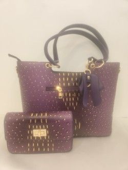 PURPLE and GOLD SHOULDER BAG
