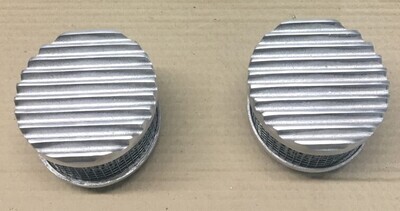 (2) FINNED ALUMINUM Air Cleaners for one Barrel Carbs with 2-5/16
