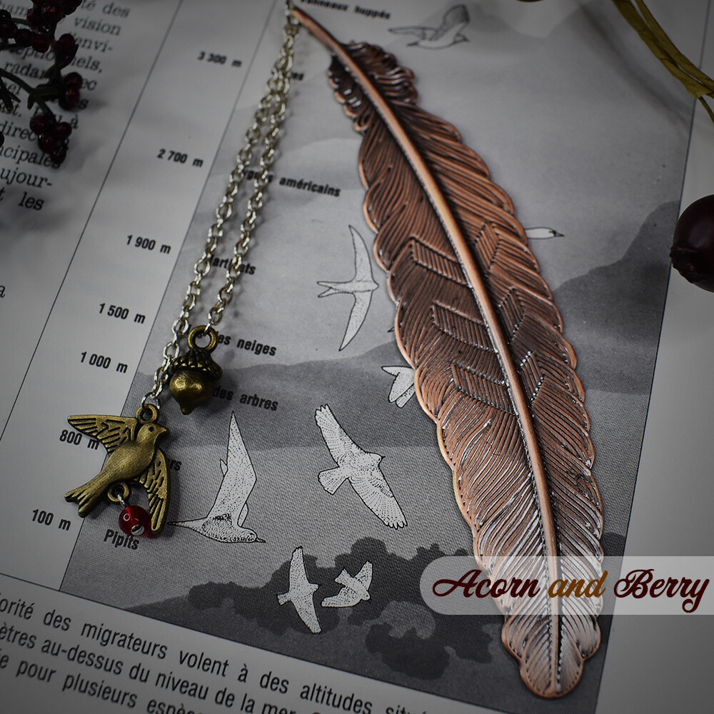Metal Feather Bookmark - Matte Copper