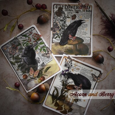 Mystical Crows - Mixed-media Notecard Set