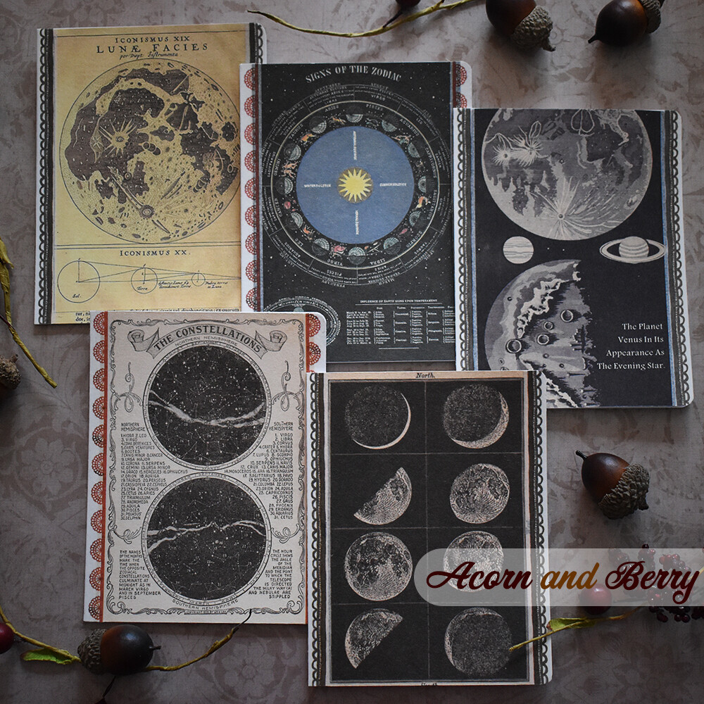 Celestial Book Plates - Mixed-media Notecard Set