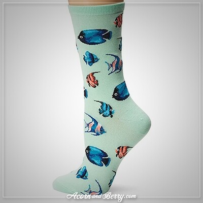 Here Fishy, Fishy, Fishy - Crew Socks (Shoe size 4-10.5)